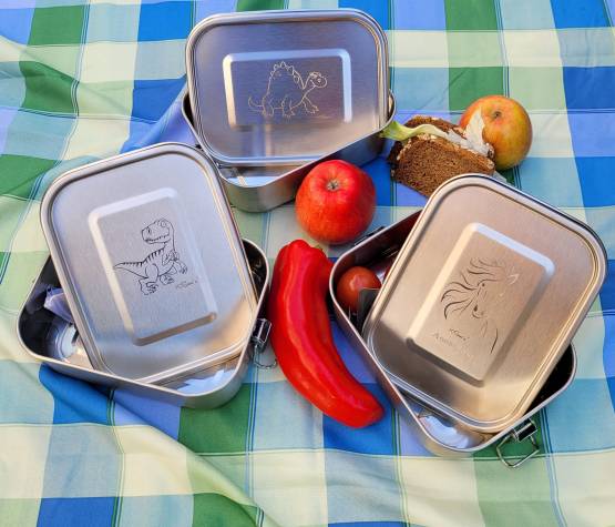 Brotdose Edelstahl Vespadose Lunchbox Personalisierter Name Vesperbox 800ml mit Persönlicher Namensgravierung
