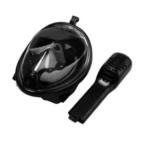 Tauchermaske Taucherbrille Vollgesichtsmaske Schnorchelmaske L / XL schwarz mit Kamerahalterung